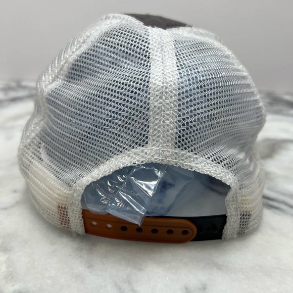 Caterpillar Equipment Worn Looking Vintage Snapback White Mesh Cap/Hat - Picture 6 of 9